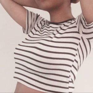 Black and white striped crop-top